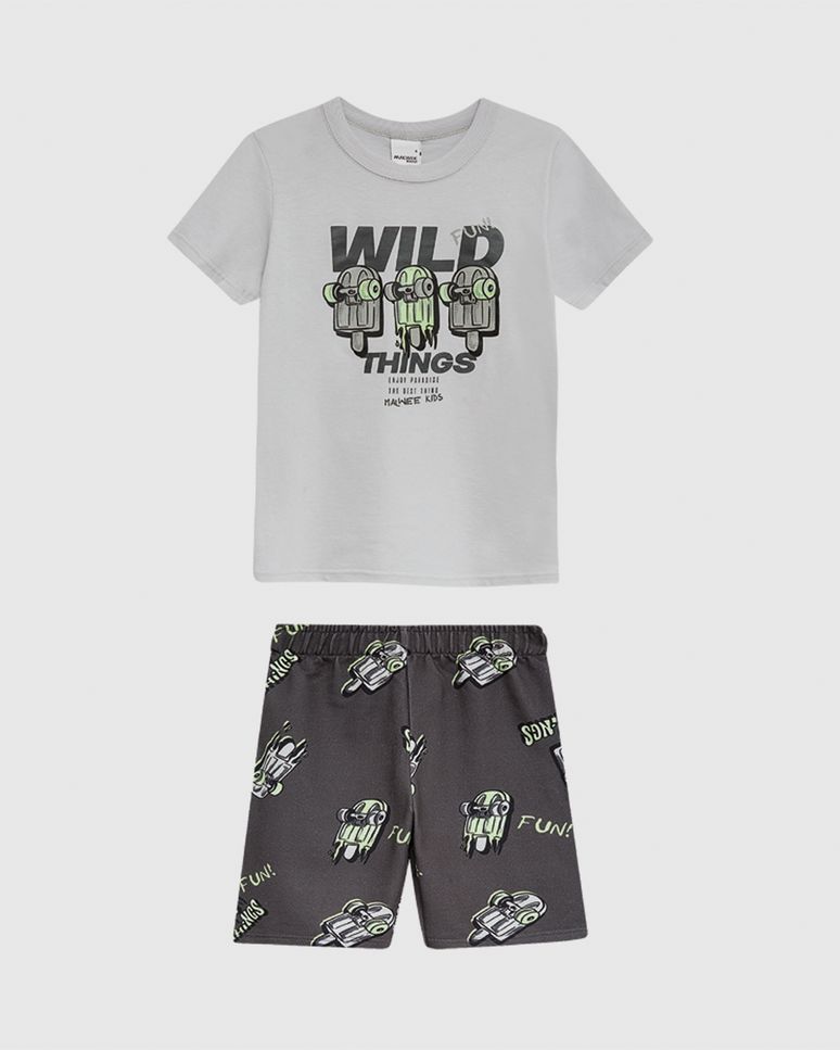 Conjunto Infantil Menino Camiseta E Bermuda Estampa Digital Malwee Kids