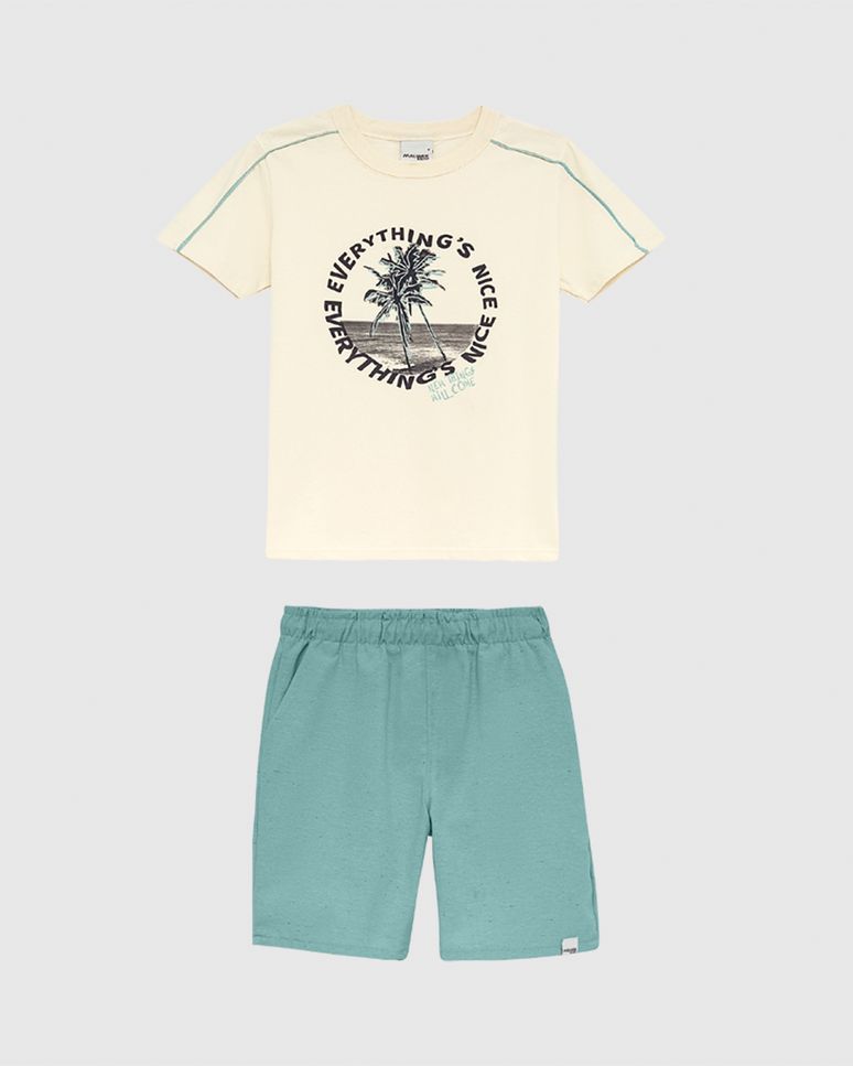 Conjunto Infantil Menino Camiseta Everything’s Nice Em Algodão Malwee Kids