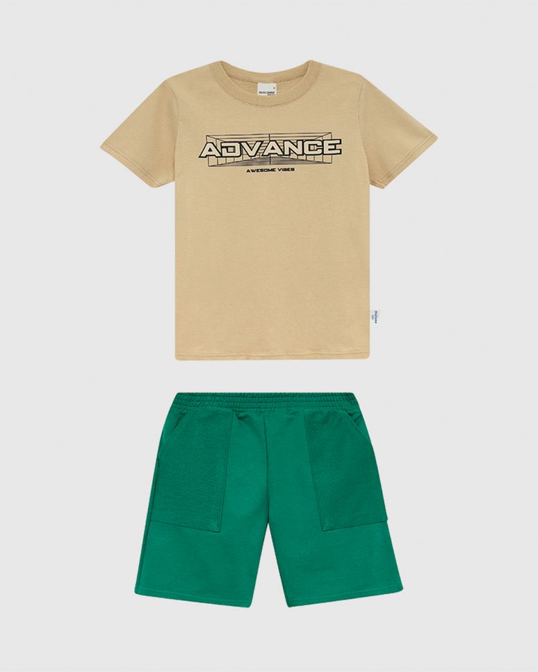 Conjunto Infantil Menino Camiseta Advance Awesome Vibes Algodão Malwee Kids