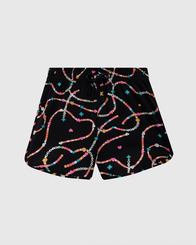 Shorts Infantil Menina Estampado Com Cadarço Em Algodão Malwee Kids