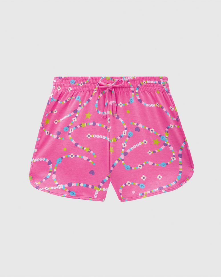 Shorts Infantil Menina Estampado Com Cadarço Em Algodão Malwee Kids