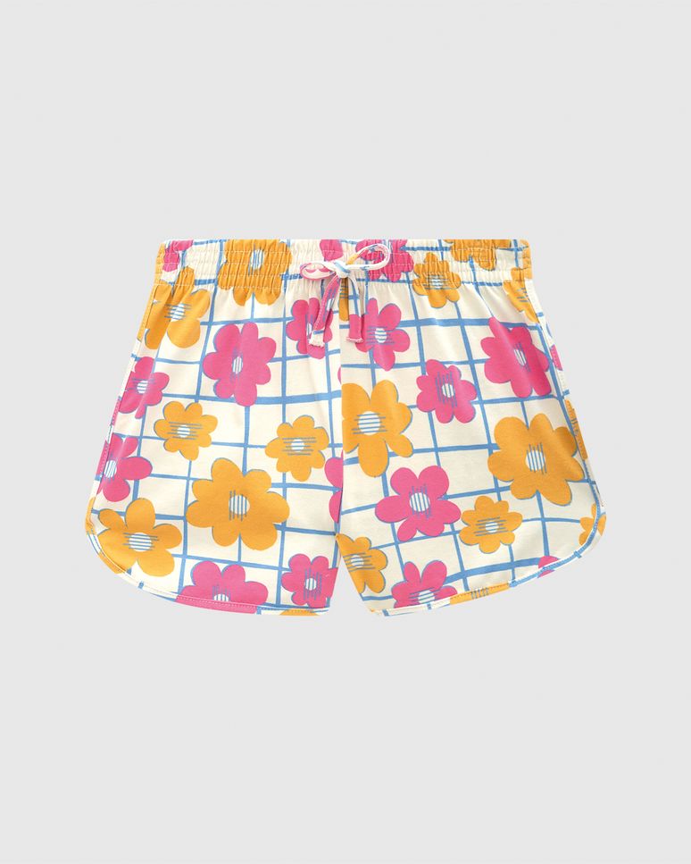 Shorts Infantil Menina Estampado Com Cadarço Em Algodão Malwee Kids