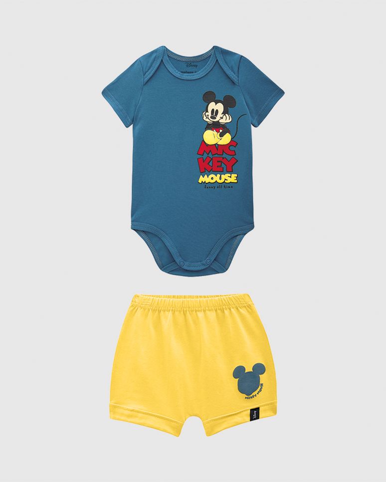 Conjunto Bebê Menino Funny All Time Mickey Disney Em Algodão Malwee Kids