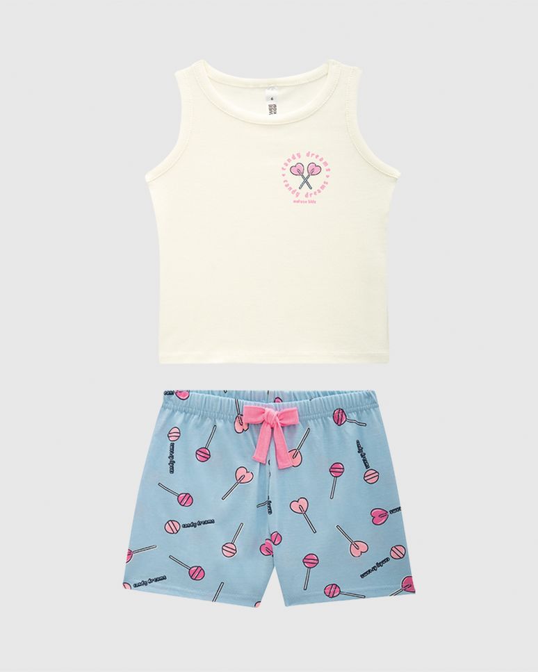Conjunto De Pijama Infantil Menina Regata E Shorts Em Algodão Malwee Kids