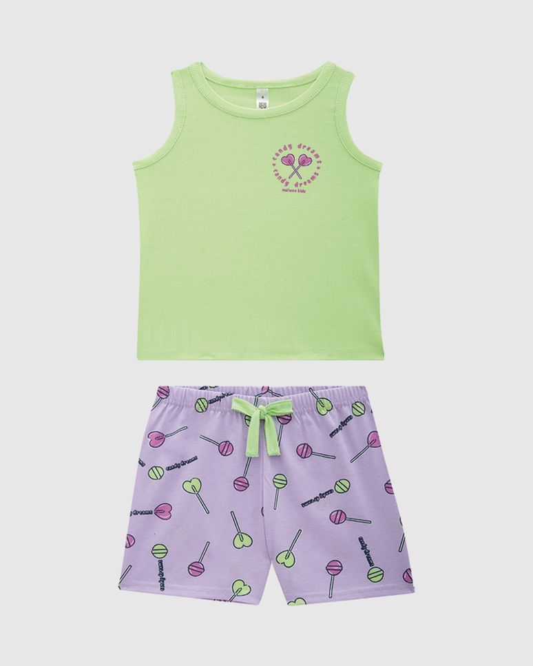 Conjunto De Pijama Infantil Menina Regata E Shorts Em Algodão Malwee Kids