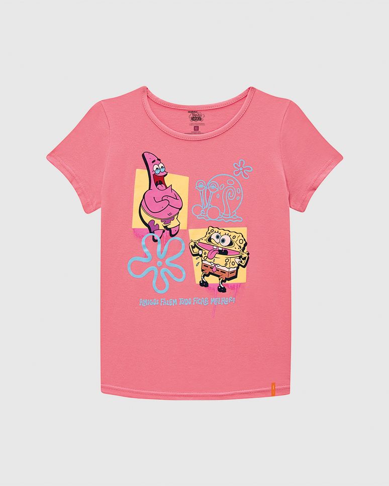 Blusa Infantil Menina Amigos Fazem Tudo Ficar Melhor Bob Esponja Malwee Kids
