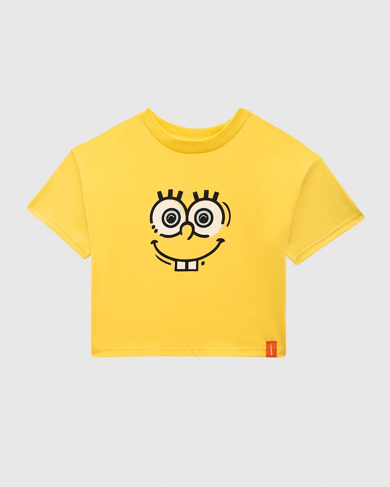 Blusa Infantil Menina Cropped Bob Esponja Em Algodão Malwee Kids