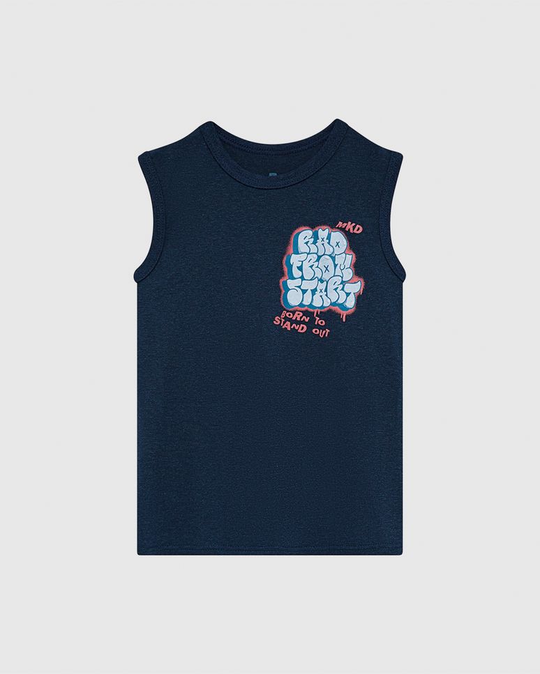 Regata Infantil Menino Estampa Rad From Start Em Malha Anti Odor Malwee Kids