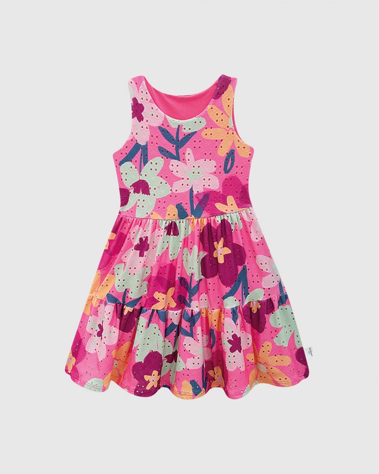 Vestido Infantil Marias Estampa Floral Em Malha Laise Malwee Kids