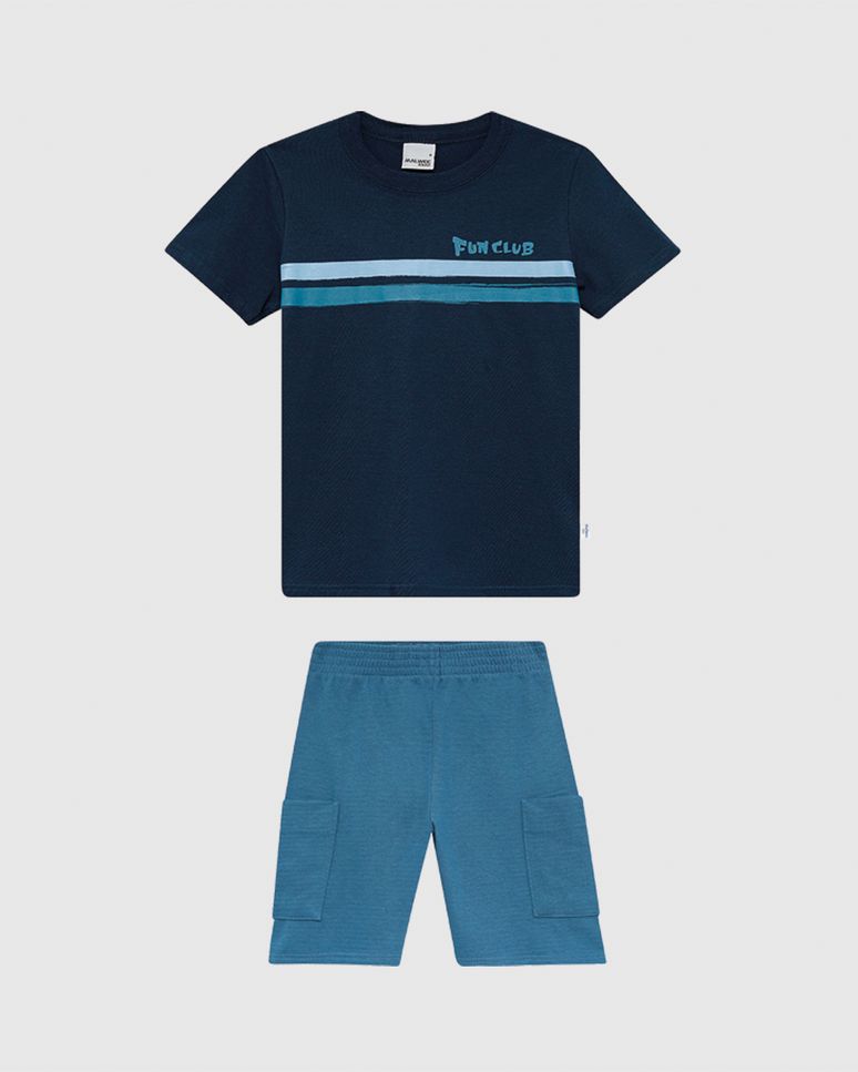 Conjunto Infantil Menino Camiseta Fun Club Em Algodão Malwee Kids