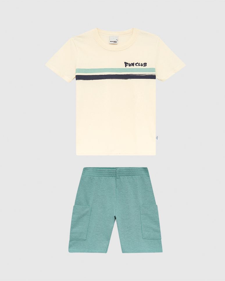 Conjunto Infantil Menino Camiseta Fun Club Em Algodão Malwee Kids