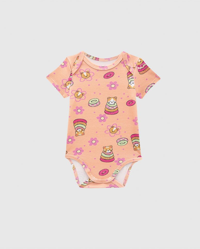 Body Bebê Menina Estampa Digital Em Algodão Malwee Kids