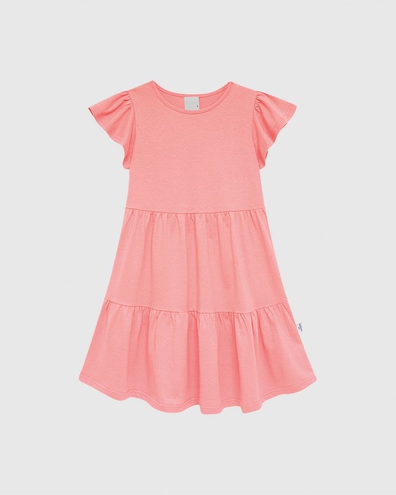 Vestido Infantil Marias Manga Curta Babado Em Algodão Malwee Kids