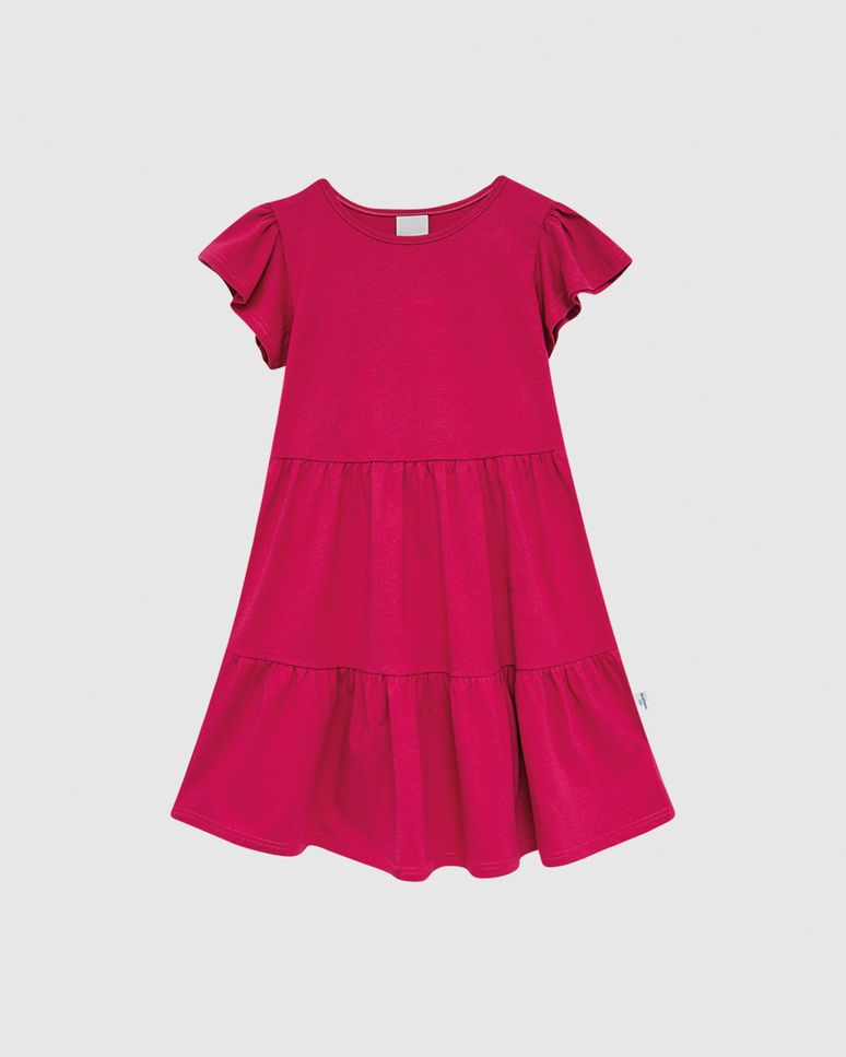 Vestido Infantil Marias Manga Curta Babado Em Algodão Malwee Kids