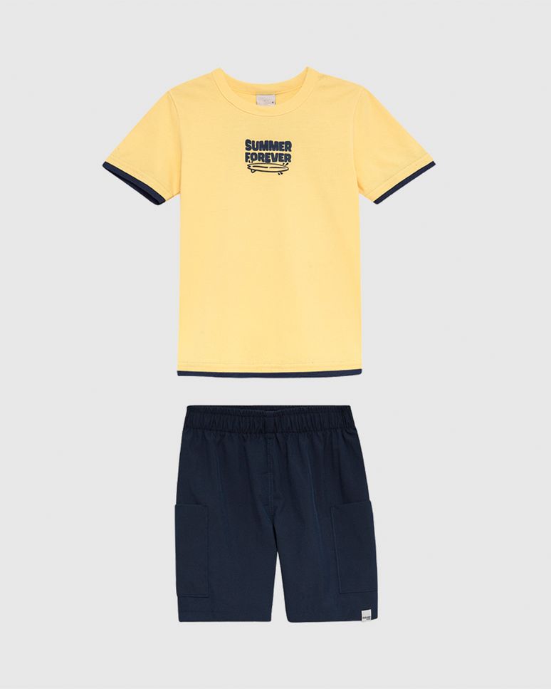 Conjunto Infantil Menino Summer Forever Estampa Frente E Costas Malwee Kids