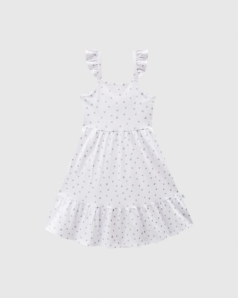 Vestido Infantil Midi Estampa Poá Em Malha Texturizada Malwee Kids