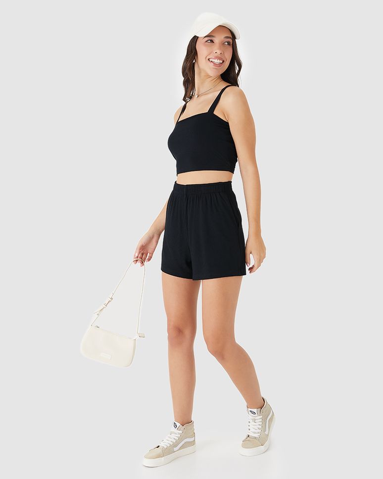 Conjunto Menina Regata E Shorts Bolso Faca Malha Viscose Canelada Malwee Kids