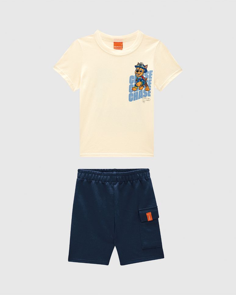 Conjunto Infantil Menino Camiseta Estampa Costas Patrulha Canina Malwee Kids