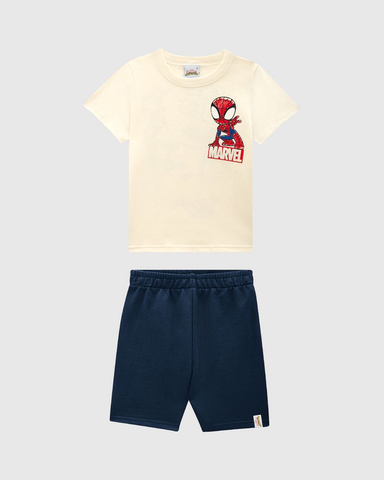 Conjunto Infantil Menino Camiseta Estampa Costas Homem-Aranha Malwee Kids