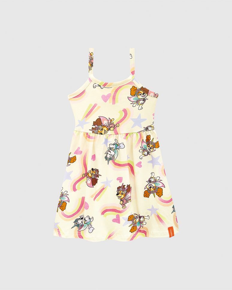 Vestido Infantil Detalhe Vazado Costas Patrulha Canina Em Algodão Malwee Kids