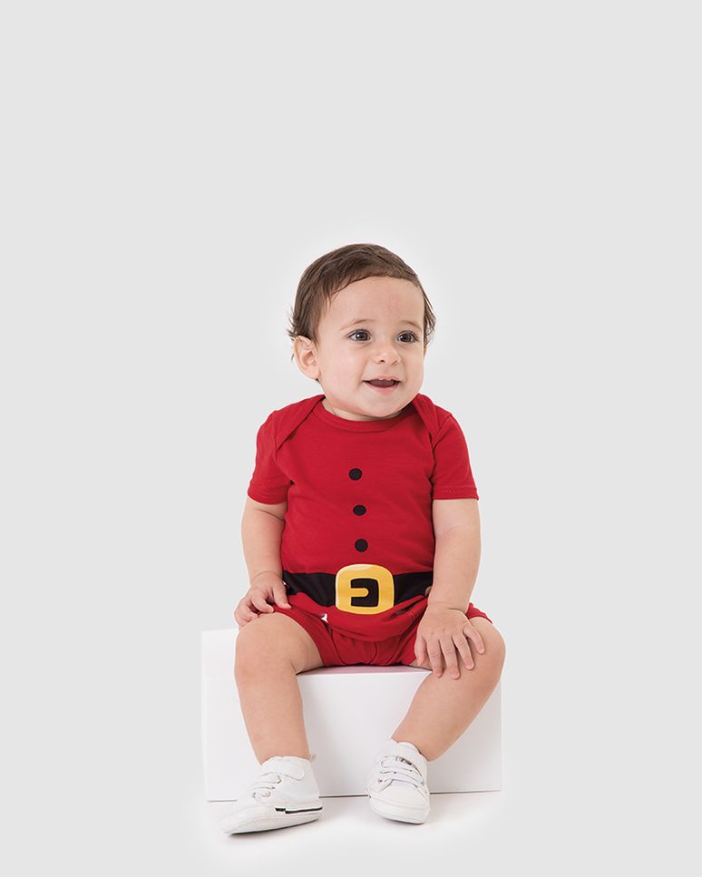 Macaquinho Bebê Unissex Estampa Especial Natal Em Algodão Malwee Kids