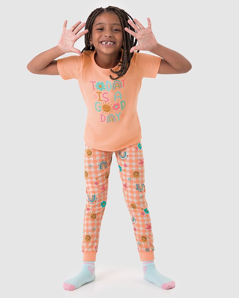 Pijama Infantil Menina 3 Peças Today Is A Good Day Em Algodão Malwee Kids