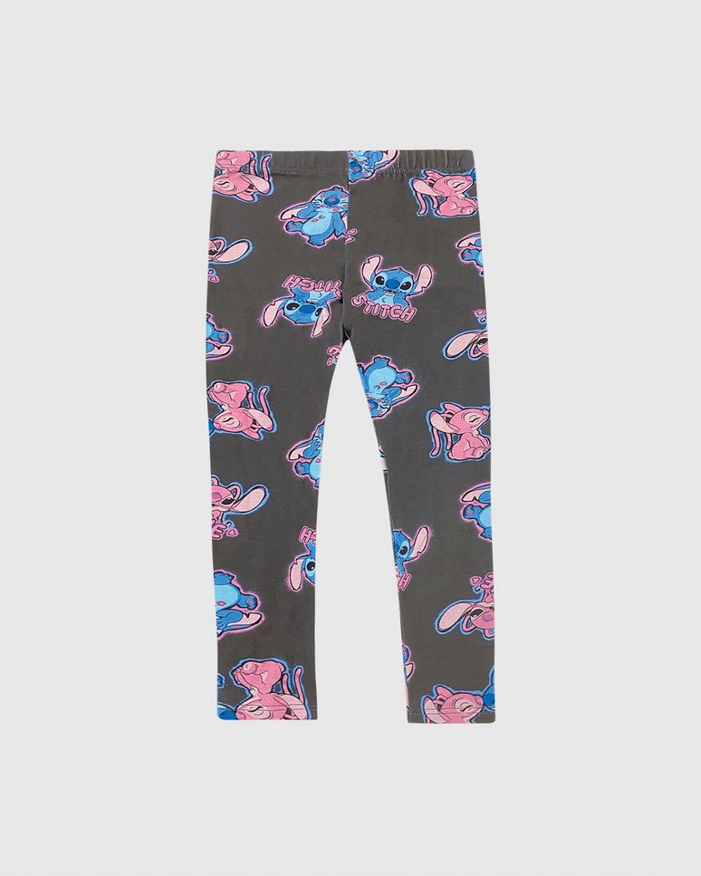 Calça Legging Infantil Cós Elástico Estampa Stitch Disney Algodão Malwee Kids