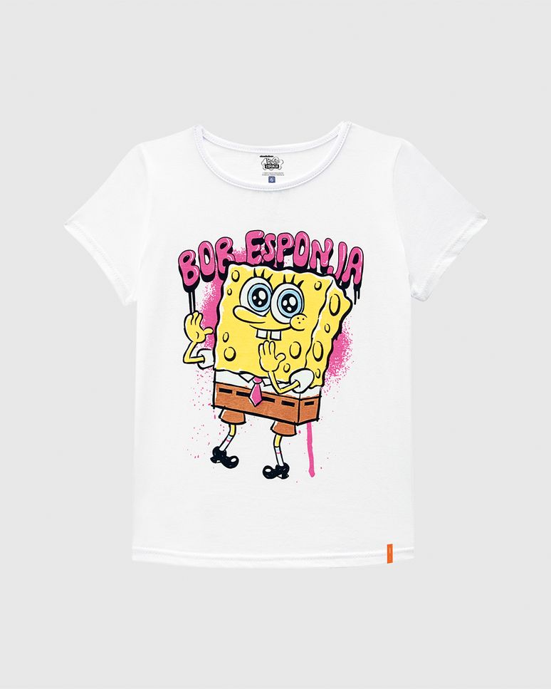 Blusa Infantil Menina Estampa Especial Bob Esponja Em Algodão Malwee Kids