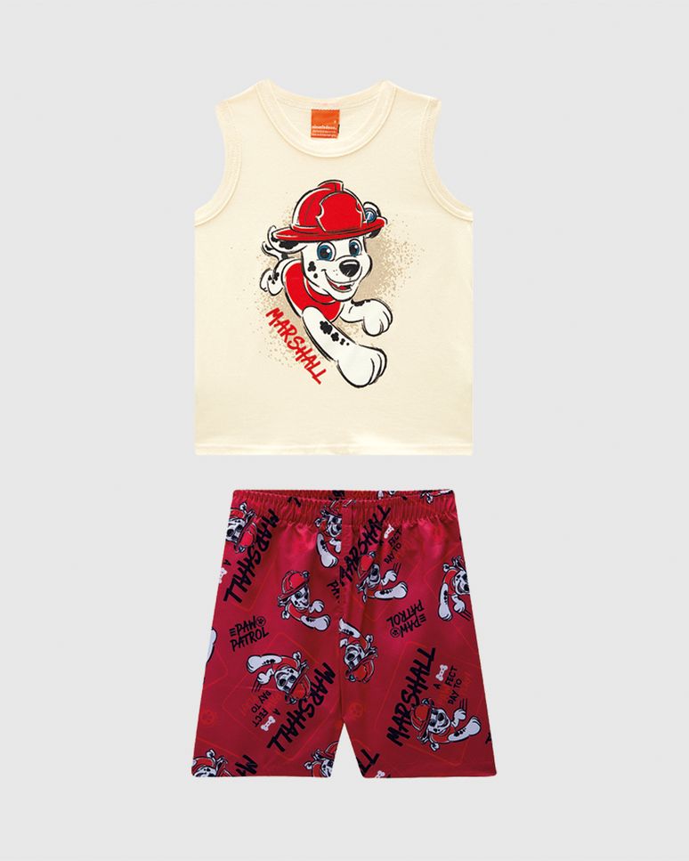 Conjunto Infantil Menino Patrulha Canina Bermuda Microfibra Malwee Kids