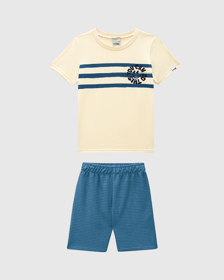 Conjunto Infantil Menino Camiseta You Can Do This Em Algodão Malwee Kids