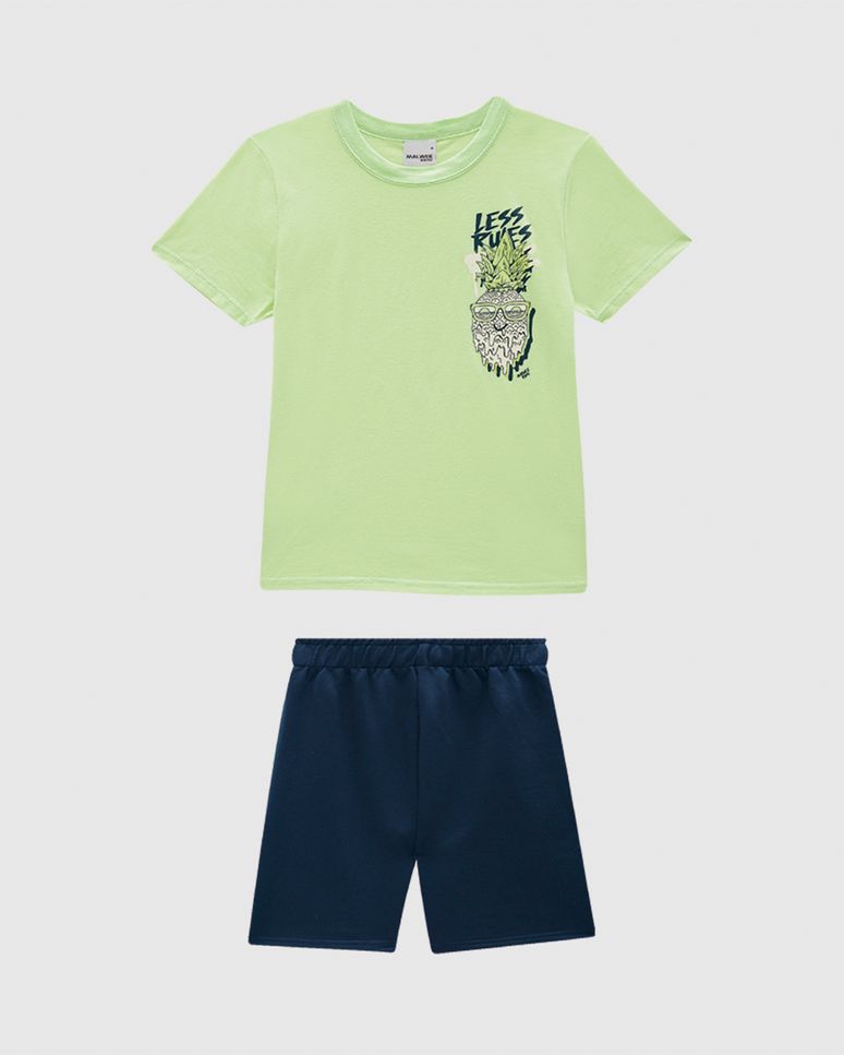 Conjunto Infantil Menino Camiseta Manga Curta Estampa Em Algodão Malwee Kids