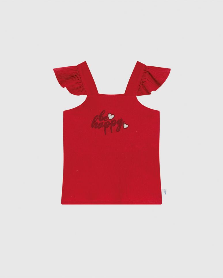 Regata Infantil Menina Be Happy Estampa Puff Em Malha Texturizada Malwee Kids