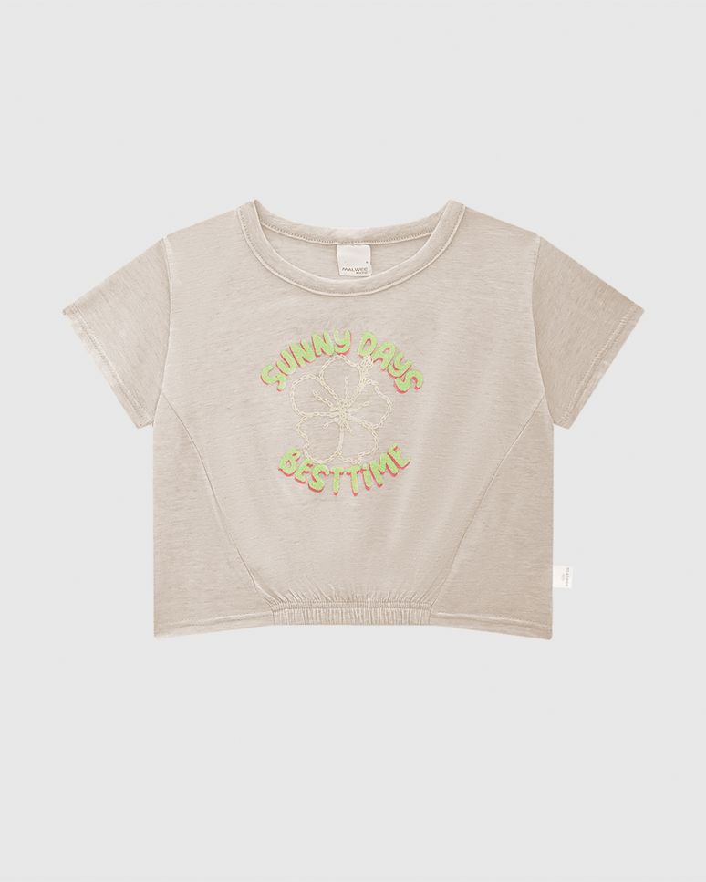 Blusa Infantil Menina Cropped Sunny Days Best Time Malha Rajada Malwee Kids