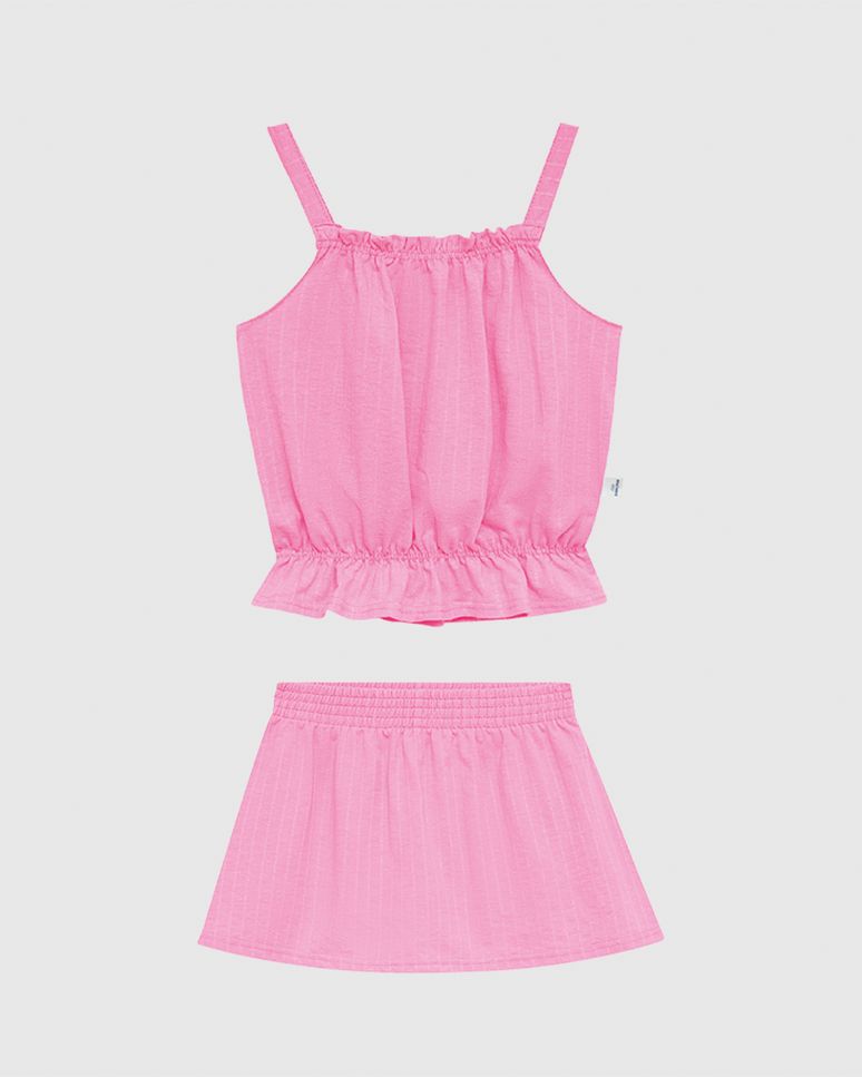 Conjunto Infantil Menina Regata E Saia Em Malha Texturizada Malwee Kids