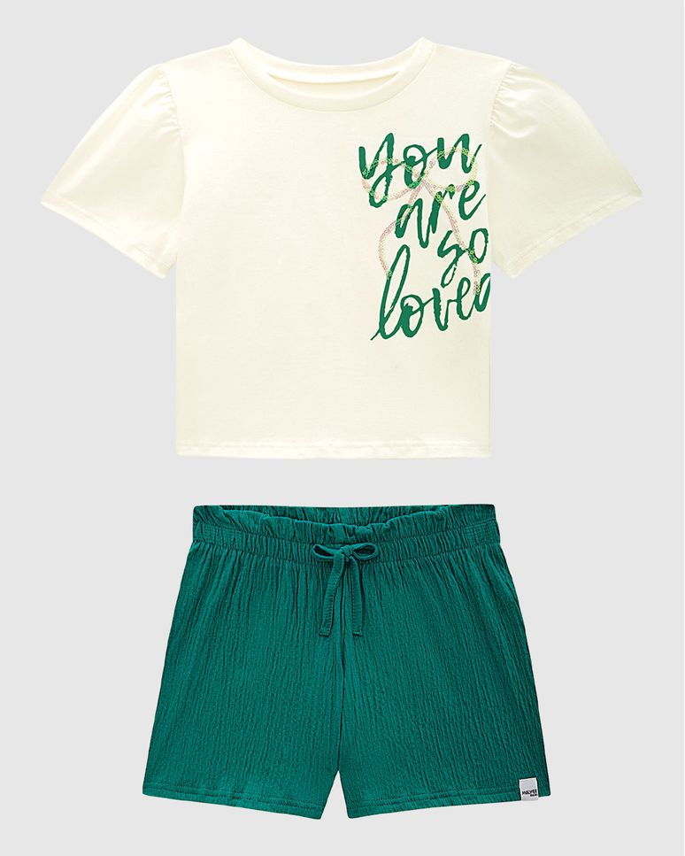 Conjunto Infantil Menina Blusa You Are So Loved Em Algodão Malwee Kids