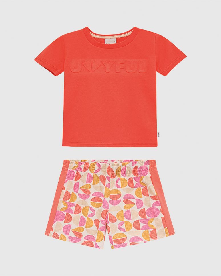 Conjunto Infantil Menina Blusa Estampa Embossing Joyful Algodão Malwee Kids