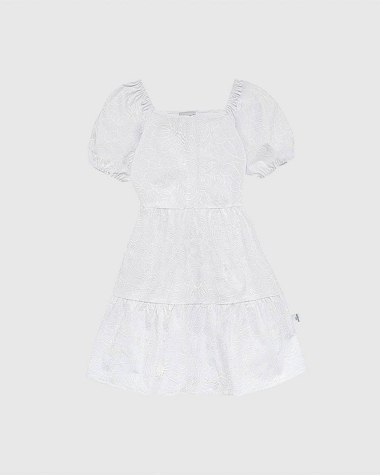 Vestido Infantil Estampa Floral Decote Quadrado Algodão Stretch Malwee Kids