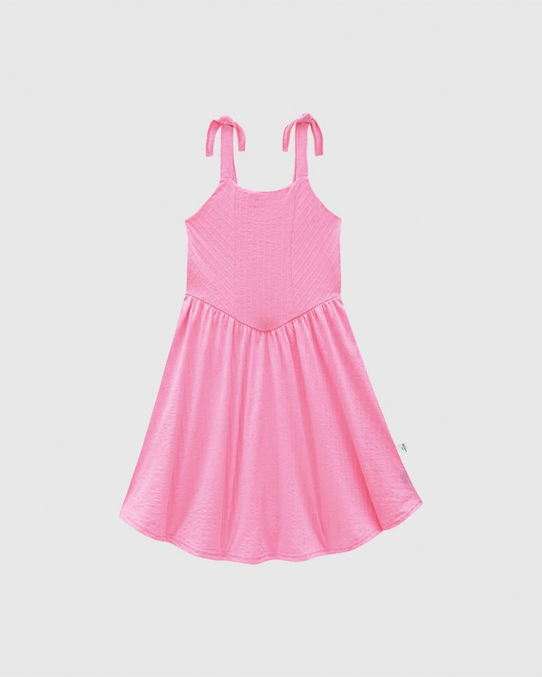 Vestido Infantil Alça Detalhe Nó Em Malha Texturizada Malwee Kids