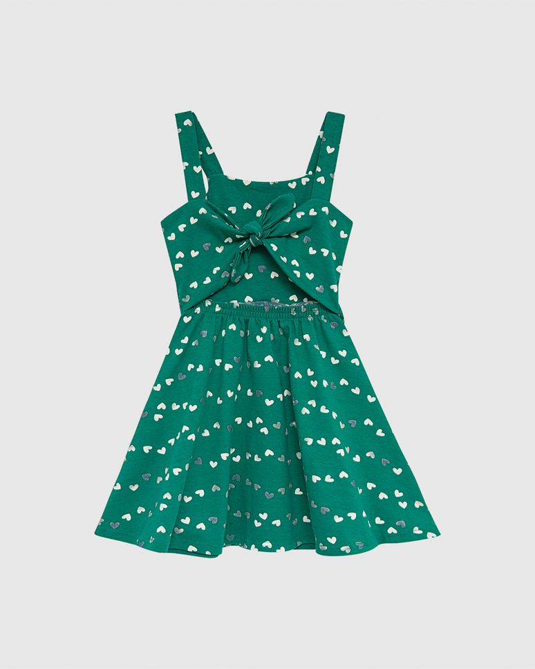 Vestido Infantil Estampa Corações Com Glitter Em Algodão Malwee Kids