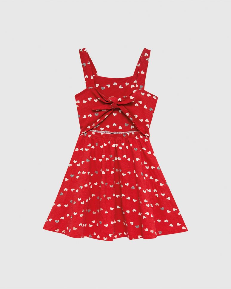 Vestido Infantil Estampa Corações Com Glitter Em Algodão Malwee Kids