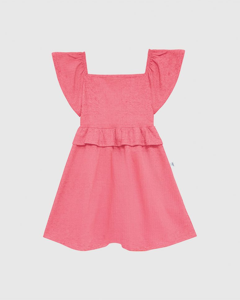 Vestido Infantil Babado Na Cintura Em Malha Texturizada Malwee Kids
