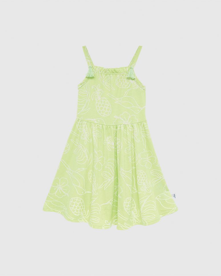 Vestido Infantil Decote Quadrado Detalhe Tessel Em Algodão Malwee Kids