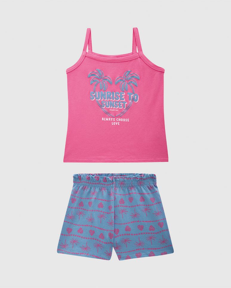 Conjunto Infantil Menina Regata Decote Reto Em Algodão Malwee Kids