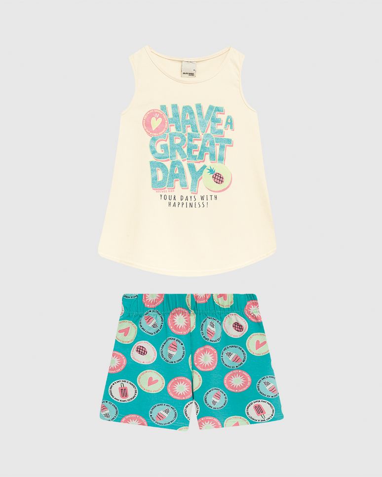 Conjunto Infantil Menina Estampa Puff E Glitter Em Algodão Malwee Kids