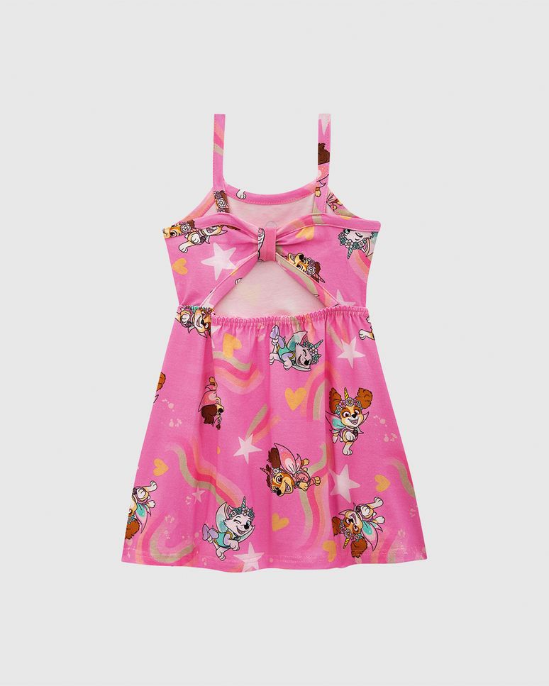 Vestido Infantil Detalhe Vazado Costas Patrulha Canina Em Algodão Malwee Kids