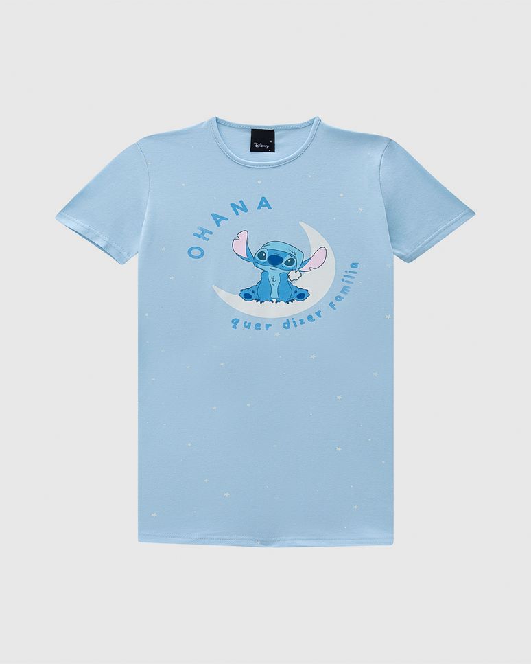 Camisola Infantil Menina Estampa Ohana Stitch Disney Em Algodão Malwee Kids