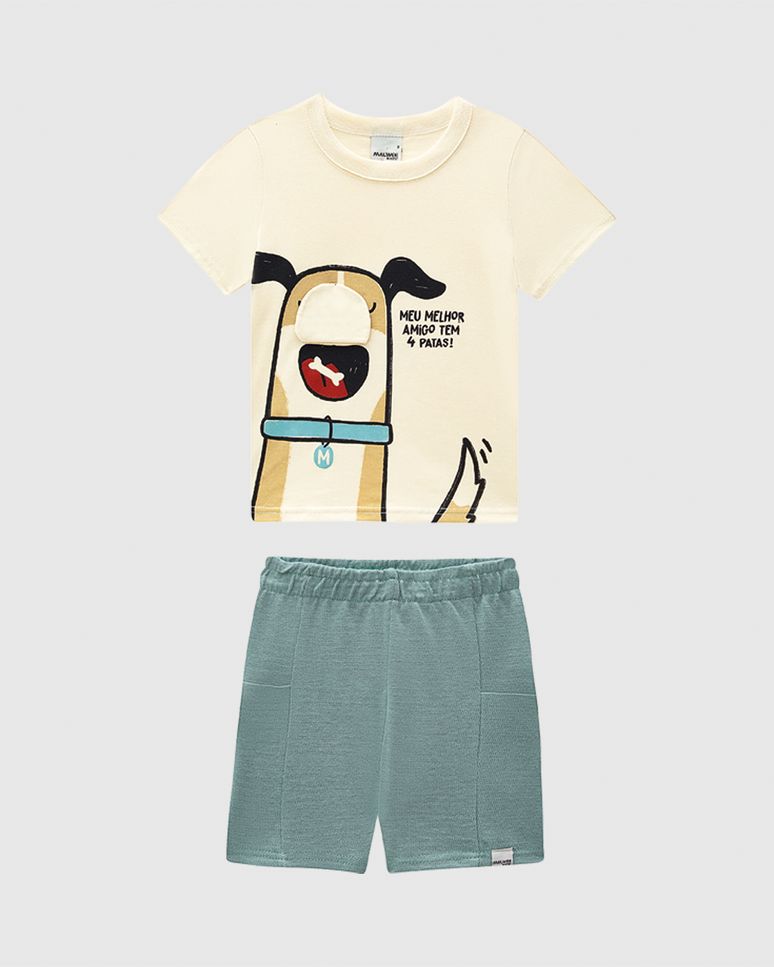 Conjunto Infantil Menino Meu Melhor Amigo Tem 4 Patas Em Algodão Malwee Kids