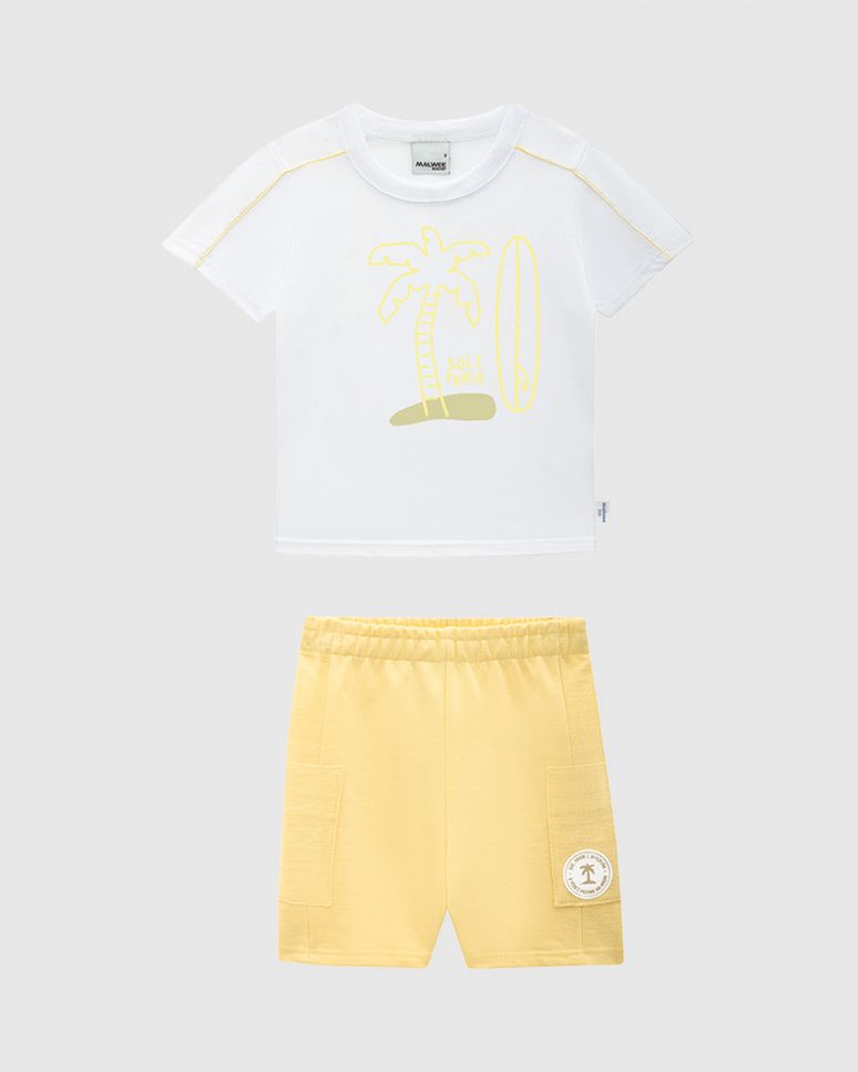Conjunto Infantil Menino Camiseta E Bermuda Estampa Puff Malwee Kids