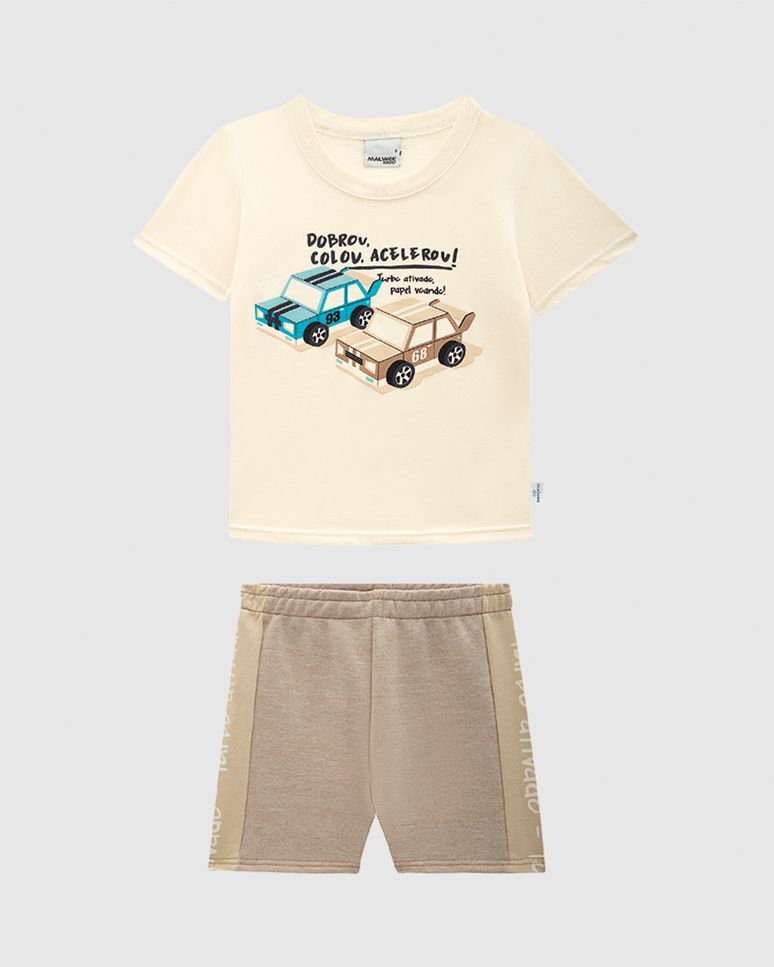 Conjunto Infantil Menino Dobrou Colou Acelerou! Em Algodão Malwee Kids