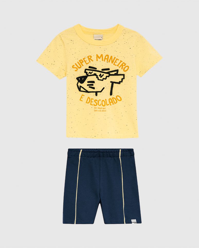 Conjunto Infantil Menino Super Maneiro E Descolado Malha Botonê Malwee Kids